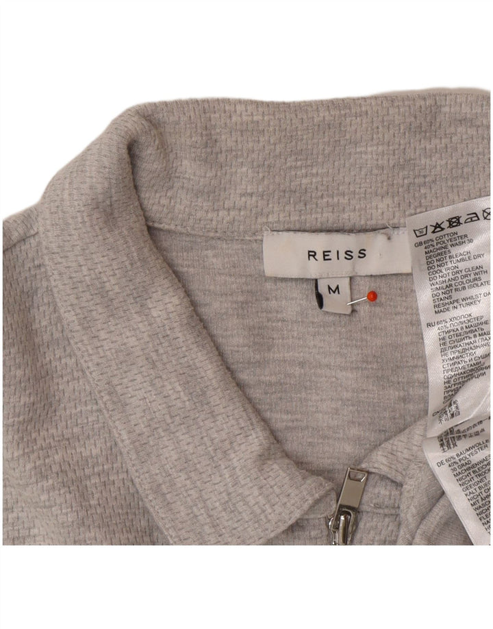 REISS Mens Polo Shirt Medium Grey Cotton