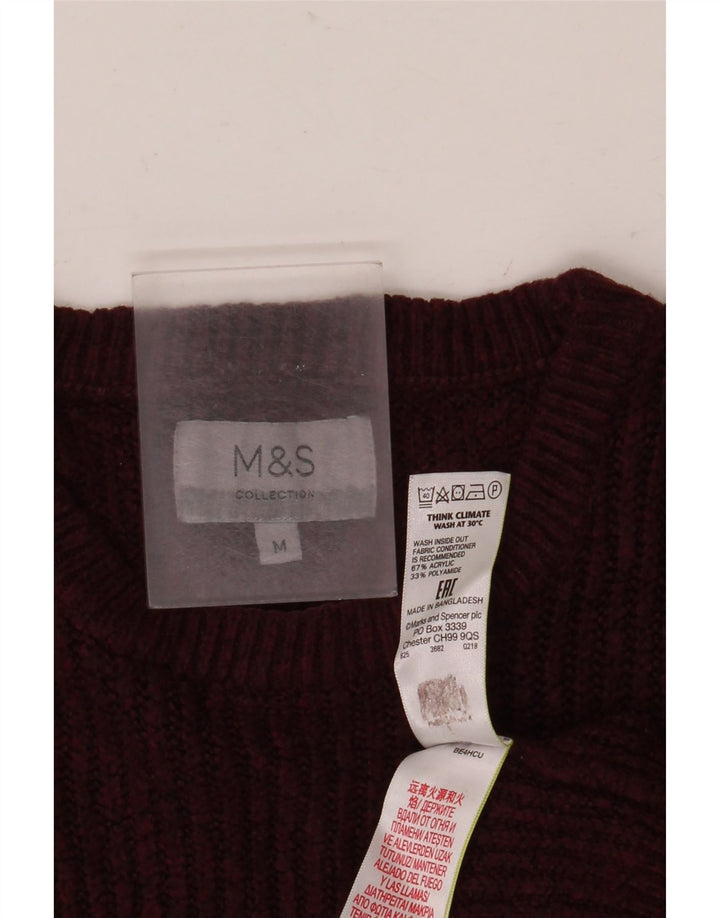 Marks & Spencer Ανδρικό πουλόβερ με λαιμόκοψη μεσαίου μπορντό ακρυλικό