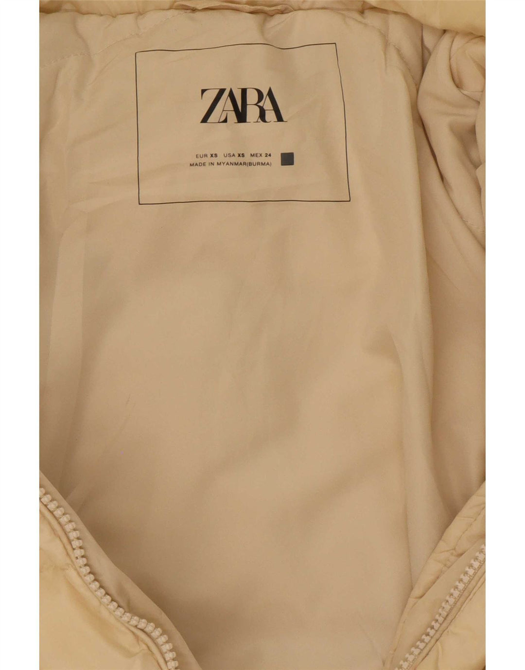 Zara Γυναικείο παλτό με κουκούλα μεγάλου μεγέθους, UK 6 XS Beige Polyester