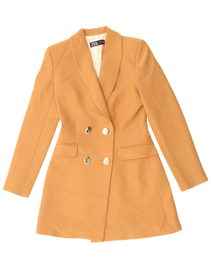 Zara Γυναικείο Longline σακάκι με διπλό στήθος UK 6 XS Orange Polyester