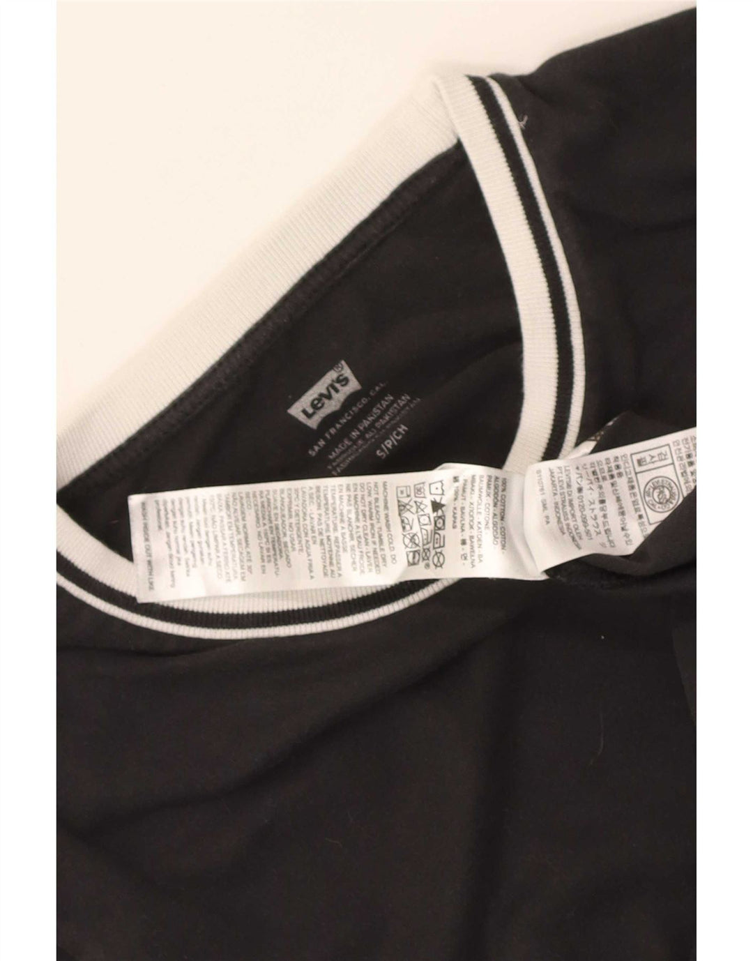 Γυναικείο T-Shirt Levi's Top UK 10 Small μαύρο βαμβακερό