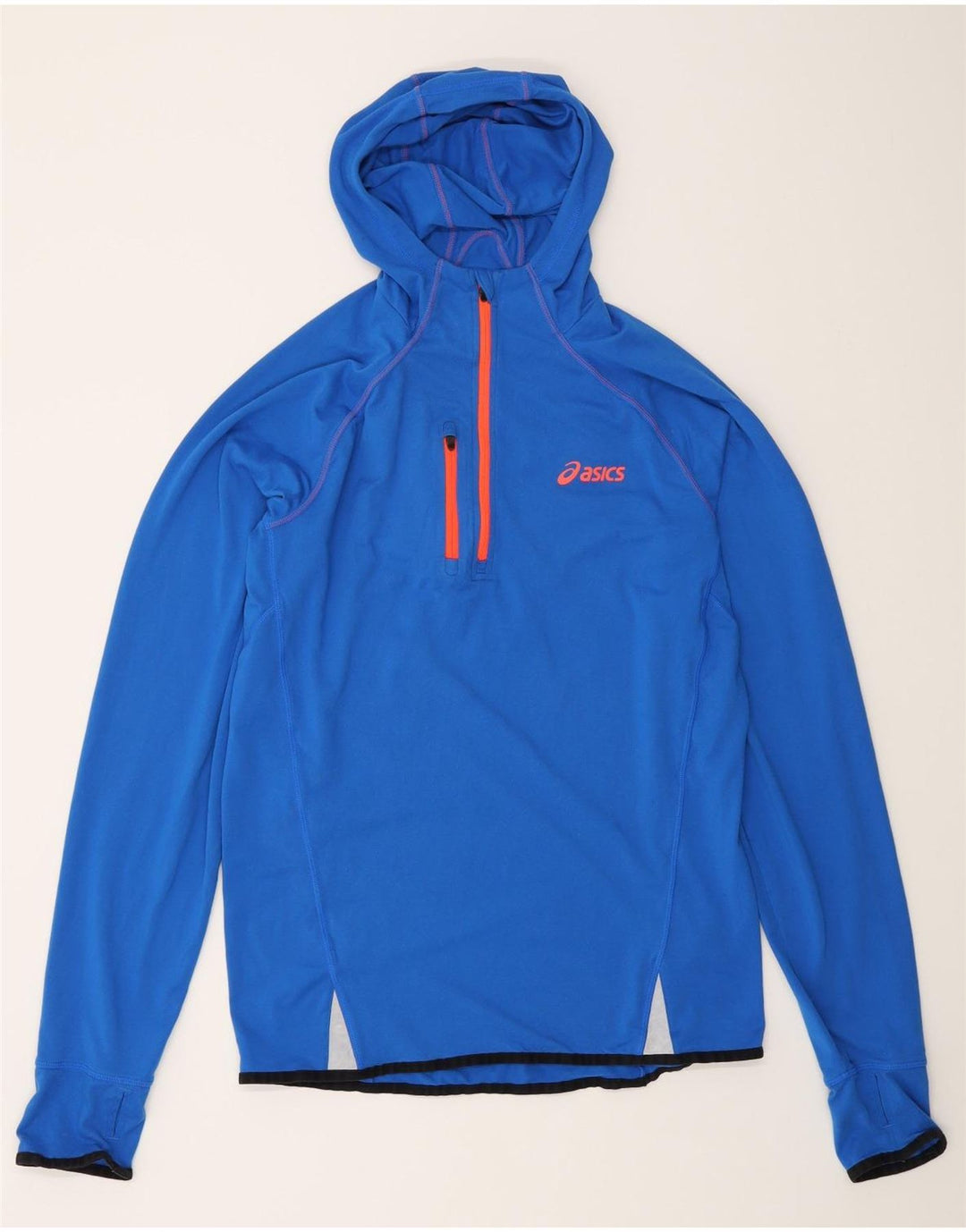 Ανδρική μπλούζα με φερμουάρ με κουκούλα Asics με μακρυμάνικο μεσαίο μπλε πολυεστέρα
