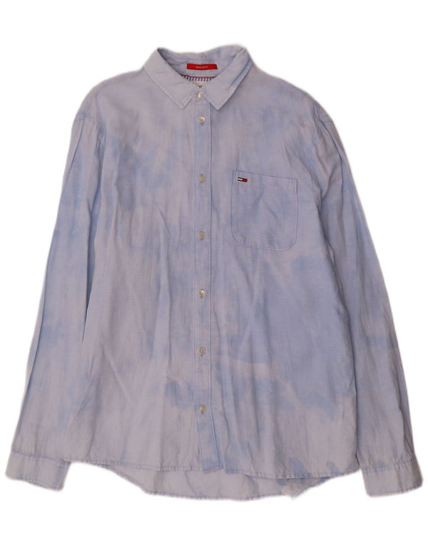 TOMMY HILFIGER Ανδρικό πουκάμισο με κανονική εφαρμογή XL Blue Tie Dye Βαμβακερό