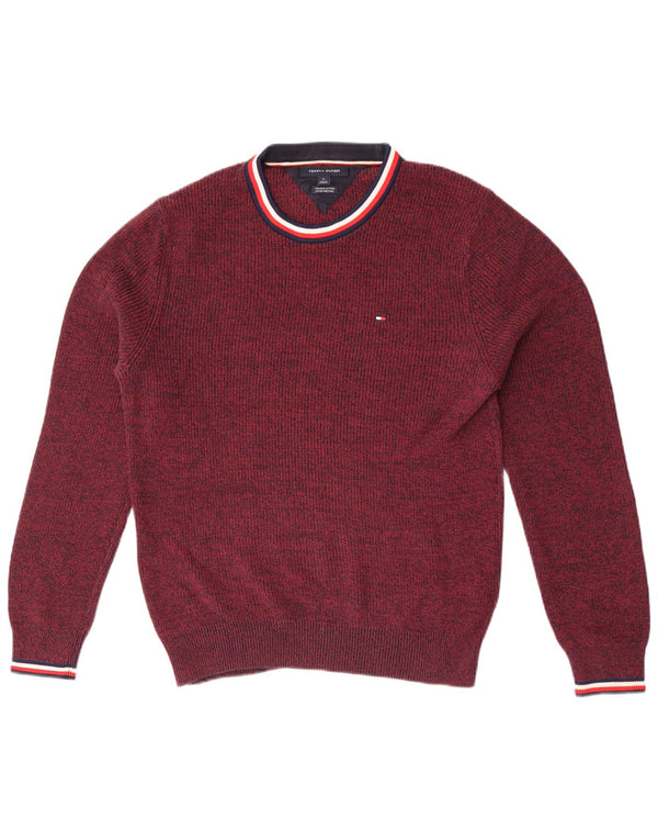 Ανδρικό πουλόβερ με λαιμόκοψη Tommy Hilfiger, μεσαίο μπορντό