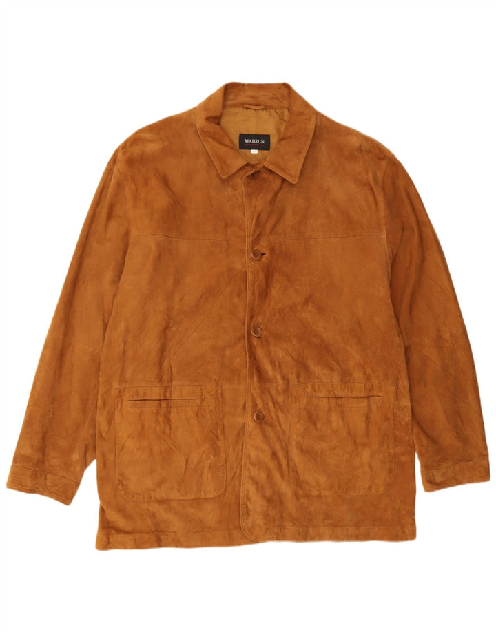 Mabrun Ανδρικό Suede Jacket IT 60 5XL Καφέ Δερμάτινο