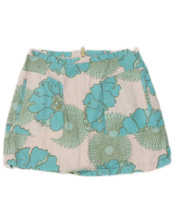 Topshop Γυναικεία Μίνι Φούστα UK 10 Small W25 Blue Floral Βαμβακερή