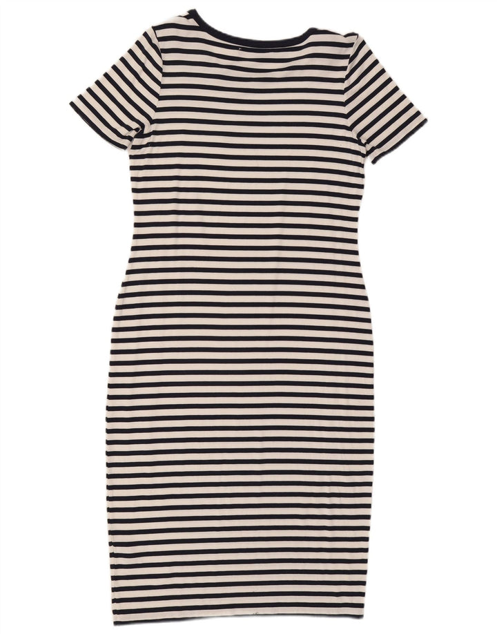 Γυναικείο φόρεμα με θήκη Marks & Spencer UK 12 Medium Navy Blue ριγέ βισκόζη