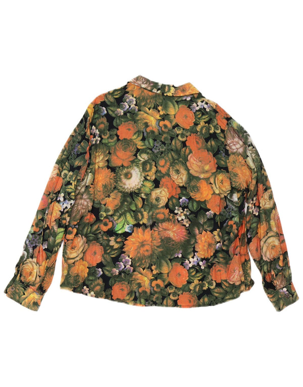 Vintage γυναικείο πουκάμισο UK 16 Μεγάλο Πορτοκαλί Floral