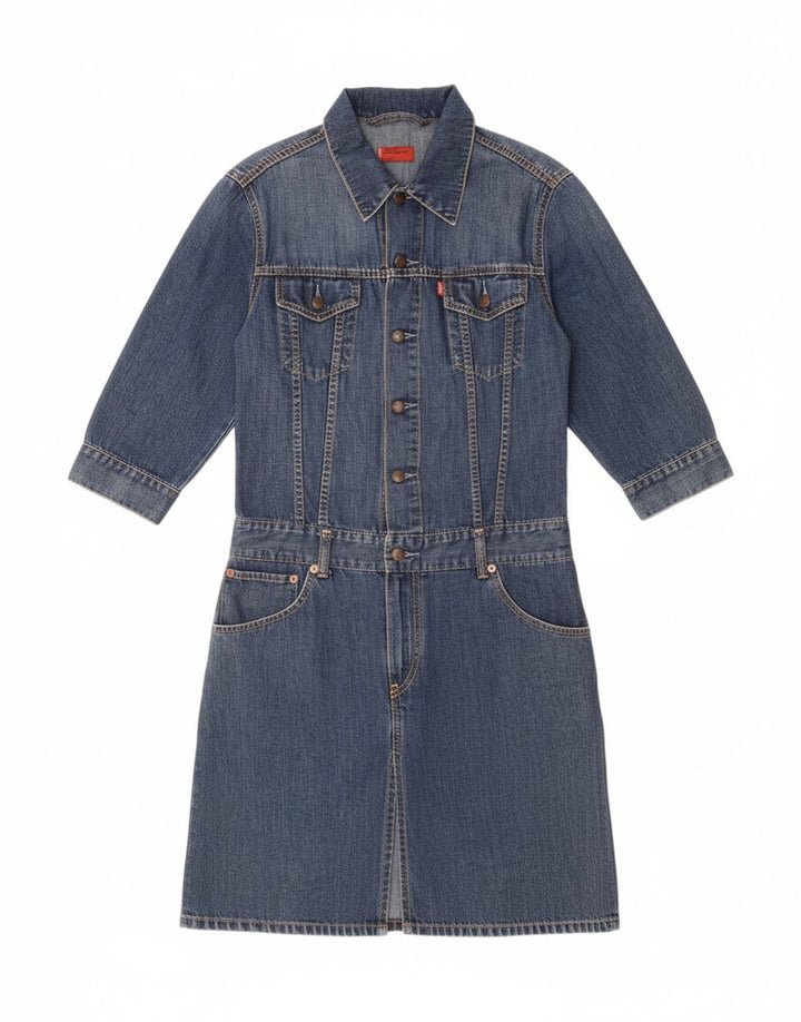 Τζιν φόρεμα LEVI'S Girls 3/4 μανίκι πουλόβερ 11-12 ετών Μεσαίο μπλε