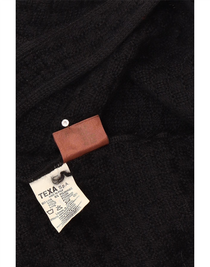 Vintage γυναικεία ζακέτα πουλόβερ UK 12 μέτριο μαύρο μαλλί