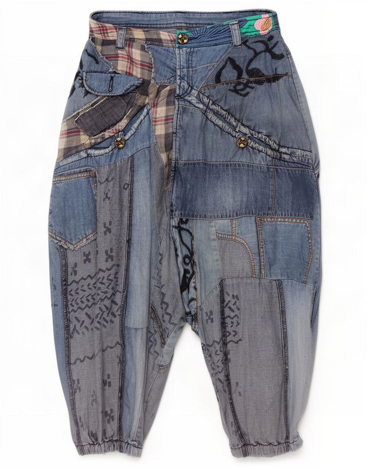 Desigual γυναικείο τζιν με καβάλο χαρέμι W30 L13 Μπλε βαμβακερό συνονθύλευμα