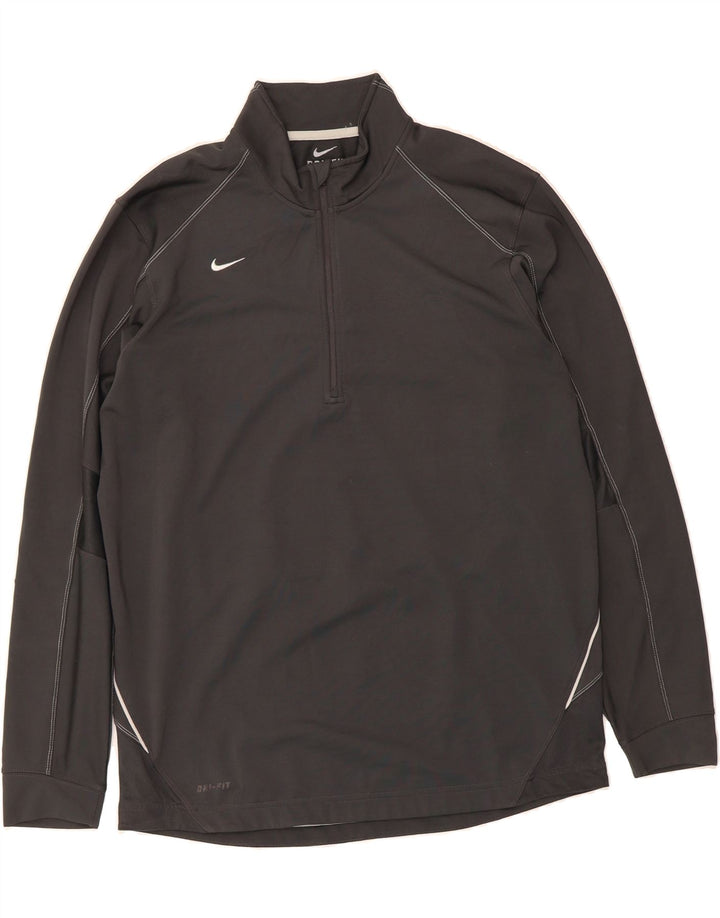 NIKE Mens Dri Fit Zip Neck Pullover Tracksuit Top Large Grey Polyester Vintage Nike and Second-Hand Nike from Messina Hembry 