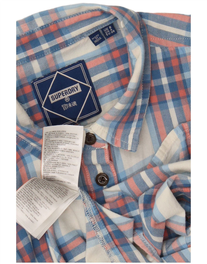 Superdry γυναικείο φανελένιο πουκάμισο UK 8 Small Blue Check Cotton