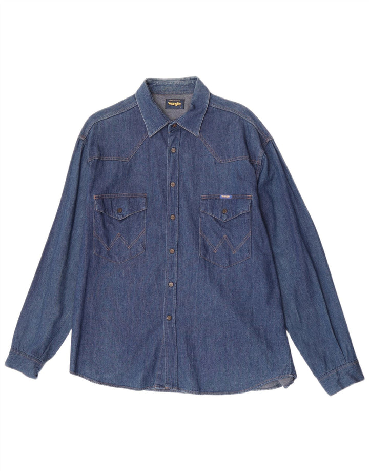 Ανδρικό τζιν πουκάμισο Wrangler μεγάλο μπλε βαμβακερό