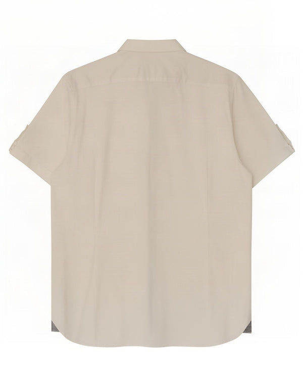 Ted Baker Ανδρικό κοντομάνικο πουκάμισο Νούμερο 6 2XL Λευκό βαμβακερό