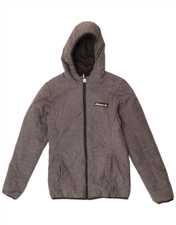Ellesse γυναικείο μπουφάν με κουκούλα με αναστρέψιμη επένδυση UK 10 Small Grey Nylon