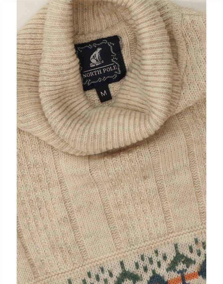 Ανδρικό πουλόβερ με ρολό λαιμόκοψης North Pole Medium Beige Fair Isle