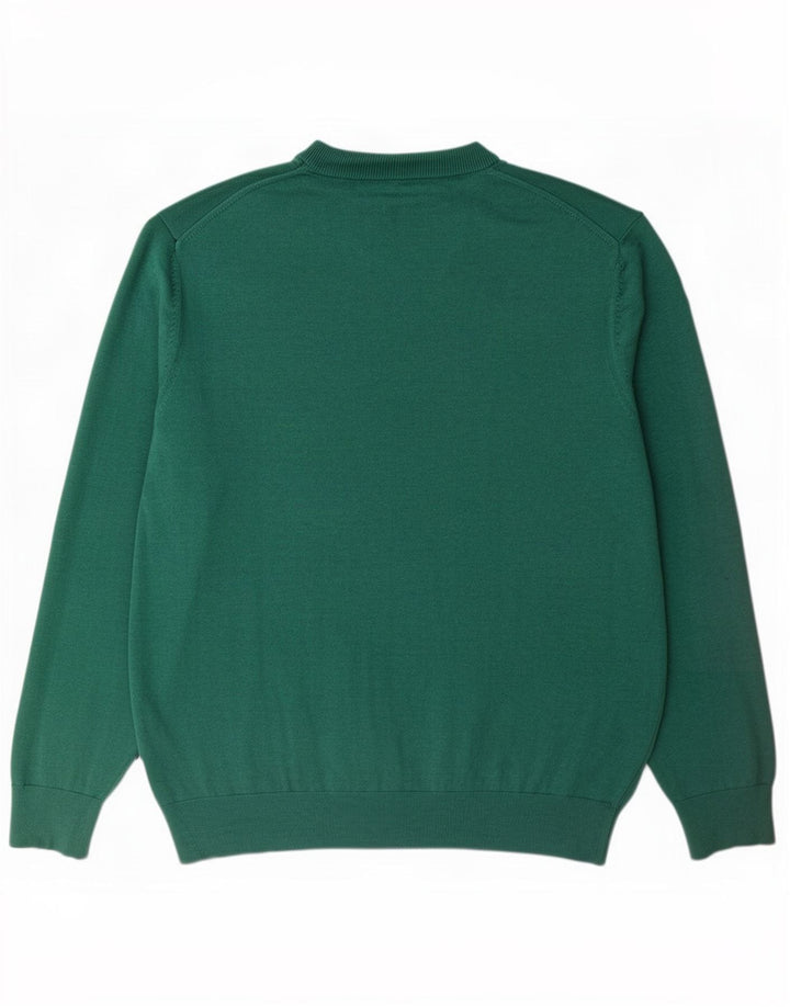 Marks & Spencer Ανδρικό πουλόβερ με λαιμόκοψη 2XL πράσινο βαμβακερό