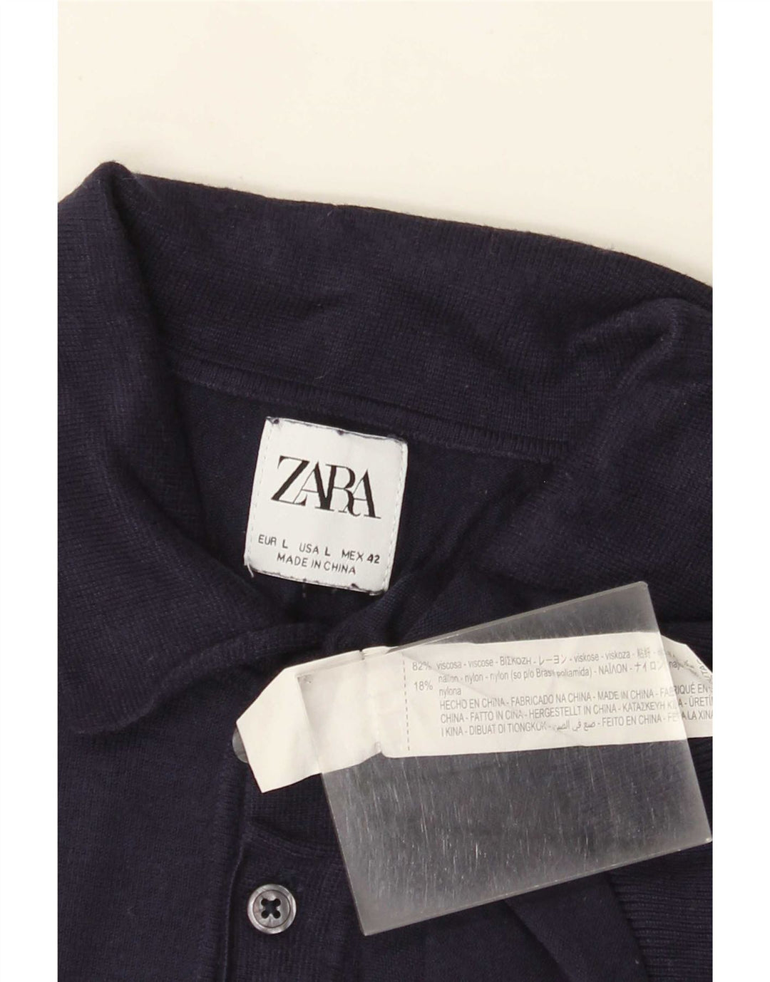 Zara Ανδρικό Πόλο Μπλουζάκι Μεγάλο Navy Blue Viscose