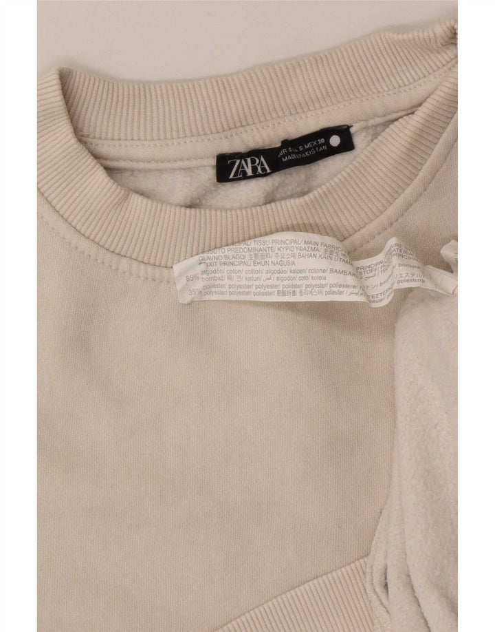 Zara Γυναικεία Φούτερ Jumper UK 10 Small Off White Βαμβακερό
