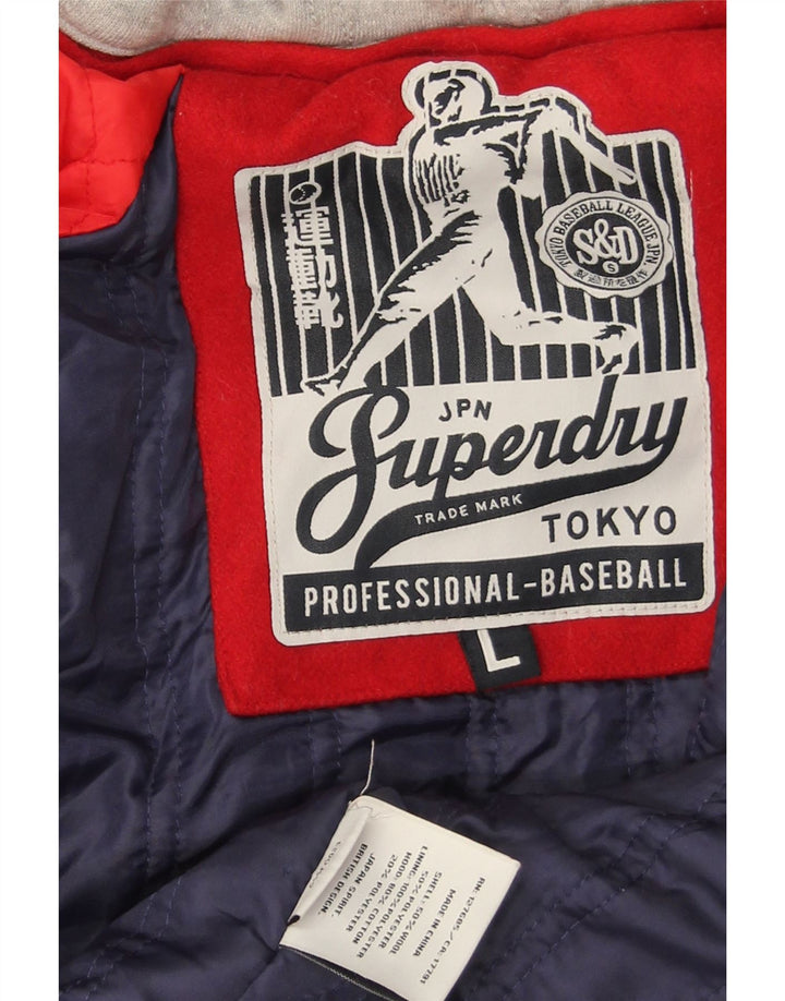 Superdry Γυναικείο Μπουφάν Varsity με κουκούλα UK 16 Large Red Colourblock