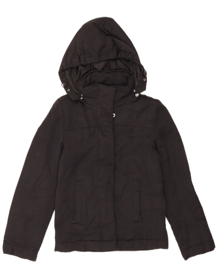 Γυναικείο Bomber Jacket με κουκούλα αερίου UK 6 XS Μαύρο Πολυαμίδιο