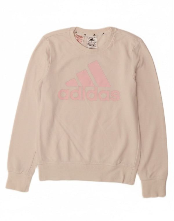 Γραφικό Φούτερ για κορίτσια ADIDAS Jumper 11-12 ετών Λευκό βαμβακερό