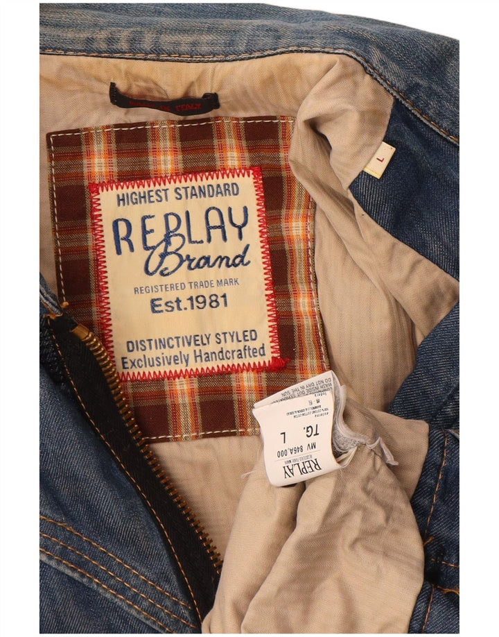 REPLAY Γυναικείο Τζιν Μπουφάν UK 16 Large Blue Cotton