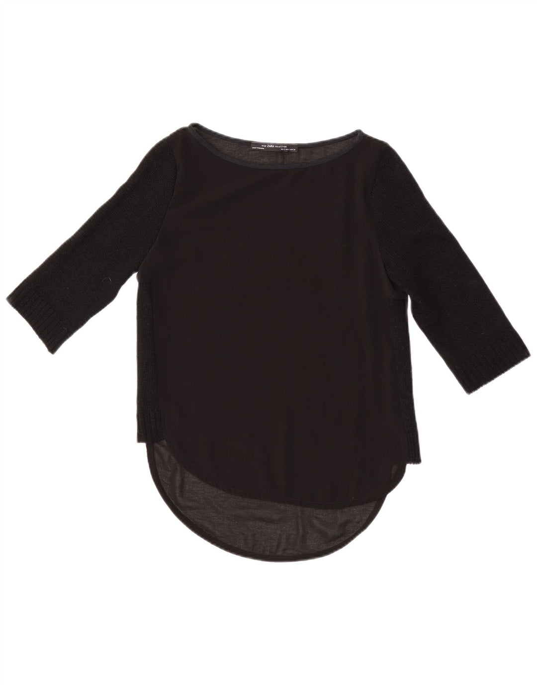 Zara Γυναικείο Μπλουζάκι 3/4 Μανίκι UK 10 Small Black