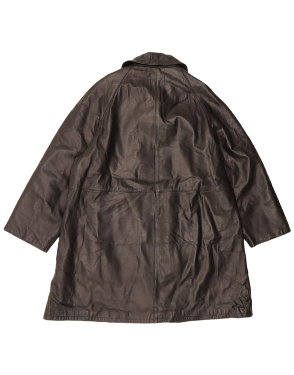 Kiros Womens Oversized Leather Coat IT 44 Medium Black Leather