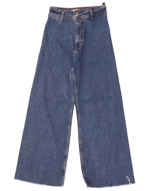 Zara Womens High Waist Wide Leg Jeans EU 34 2XS W24 L28 Blue