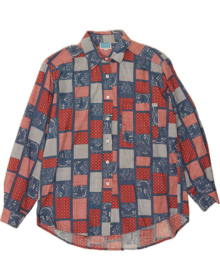 VINTAGE Womens Longline Shirt UK 14 Medium Multicoloured Patchwork Vintage Vintage and Second-Hand Vintage from Messina Hembry 