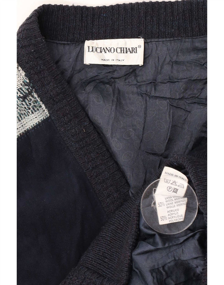 Luciano Chiari Ανδρικό Bomber Jacket UK 40 Large Navy Blue Argyle/Diamond