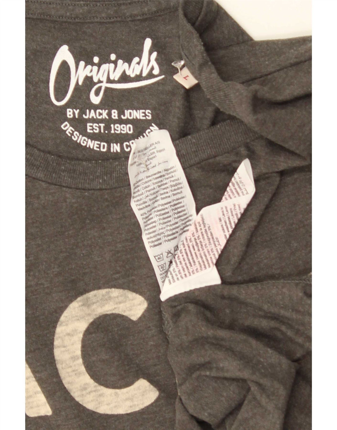 Jack & Jones Ανδρικό γραφικό T-Shirt Top μεγάλο γκρι βαμβακερό