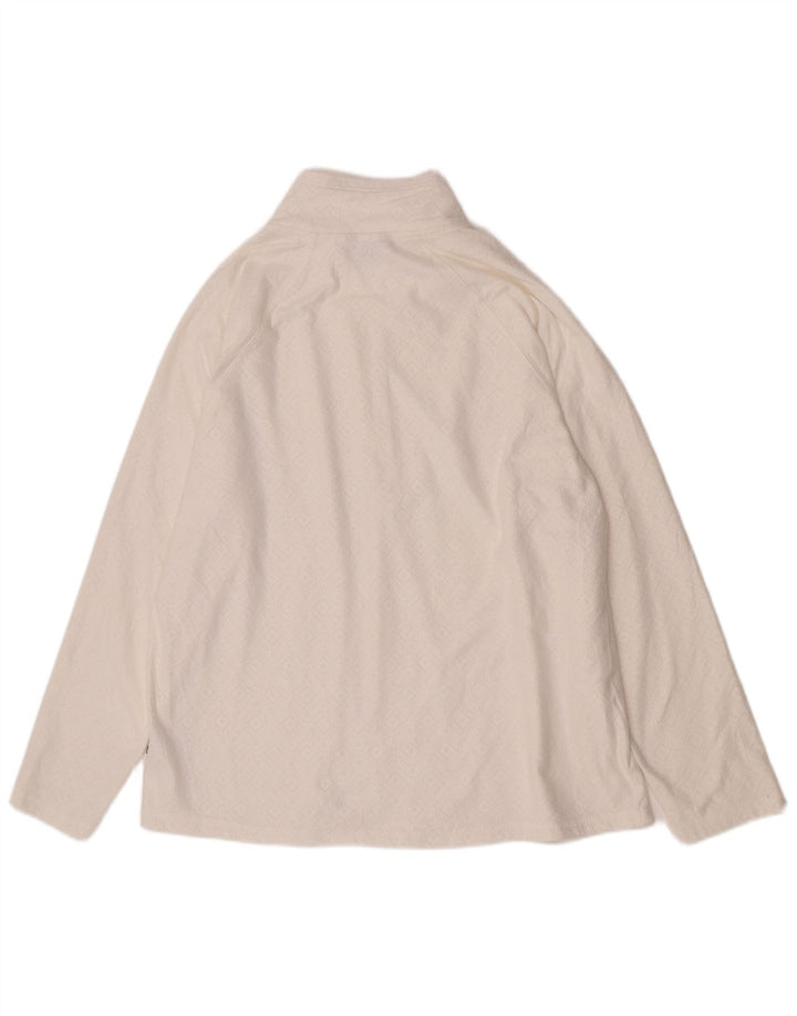 Γυναικεία φόρμα πουλόβερ με φερμουάρ Eddie Bauer Top UK 18 XL Λευκή γεωμετρική