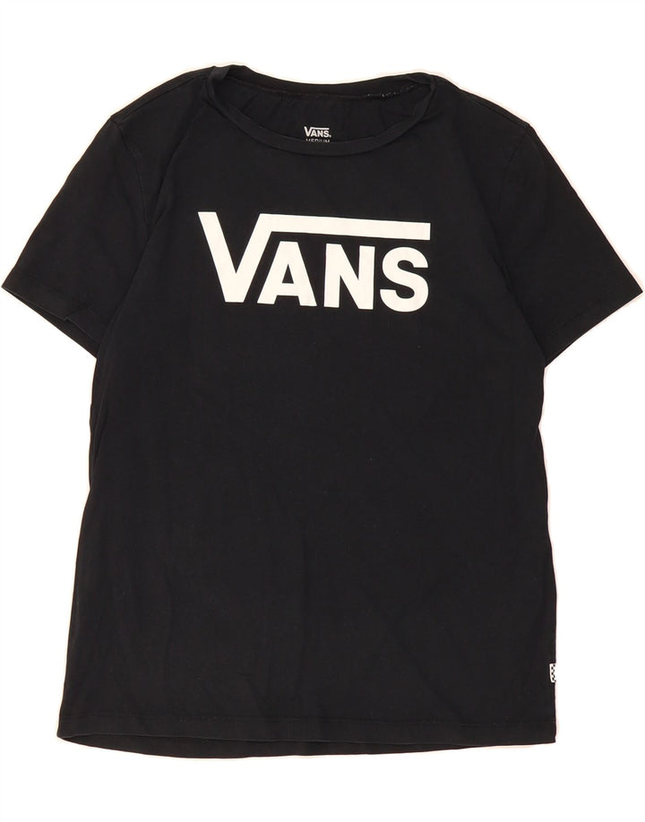 VANS Womens Graphic T-Shirt Top UK 14 Medium Black Cotton Vintage Vans and Second-Hand Vans from Messina Hembry 