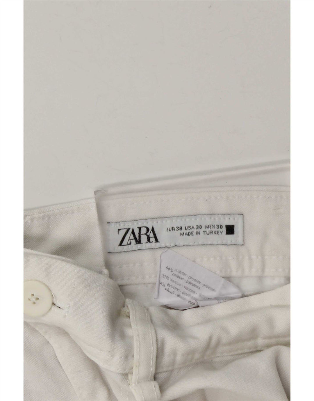 Zara Ανδρικό παντελόνι Chino Slim EU 38 Small W30 L28 Λευκό Πολυεστέρας