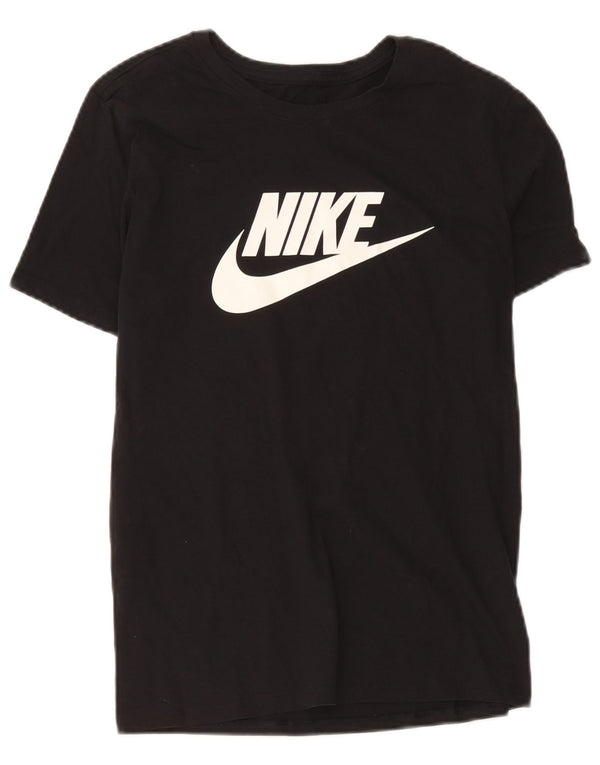 Γυναικείο γραφικό μπλουζάκι Nike τοπ UK 12 μεσαίο μαύρο βαμβακερό