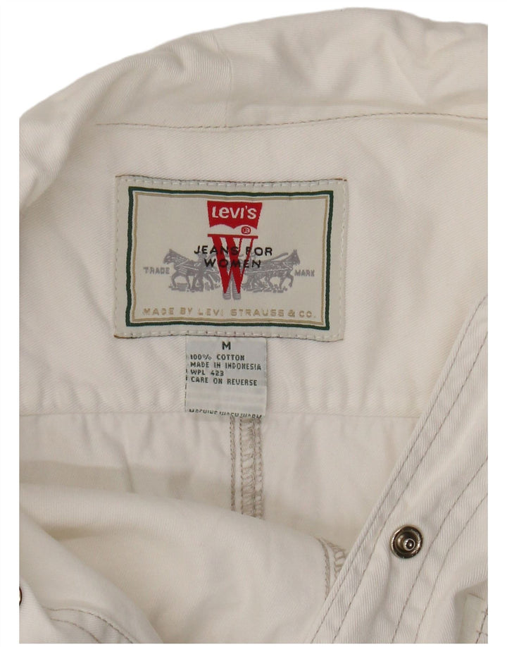 Γυναικείο κοντομάνικο τζιν πουκάμισο Levi's UK 12 μεσαίο λευκό βαμβακερό