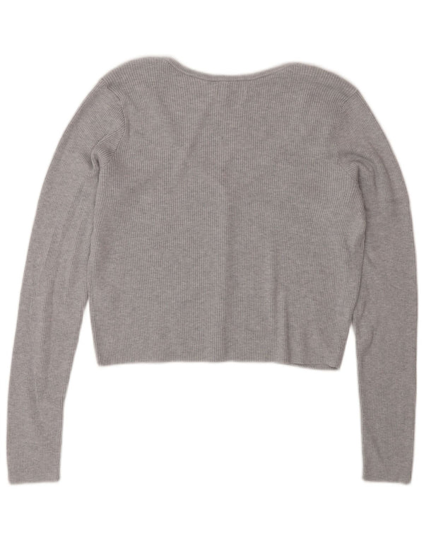 Hollister Womens Crop Cardigan Top UK 18 XL Grey Cotton