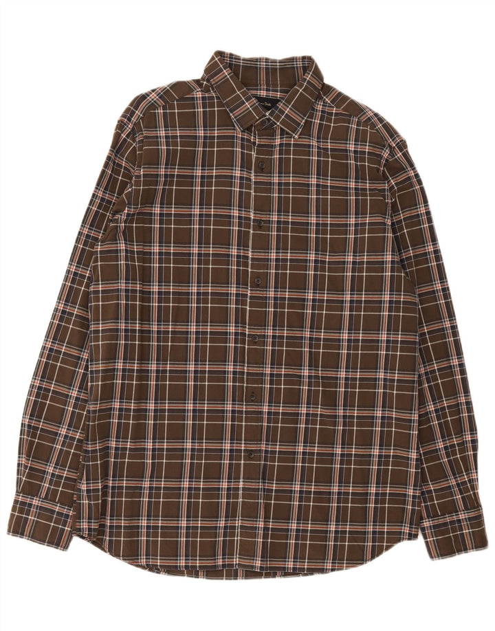 Ανδρικό πουκάμισο Massimo Dutti XL Καφέ βαμβακερό καρό