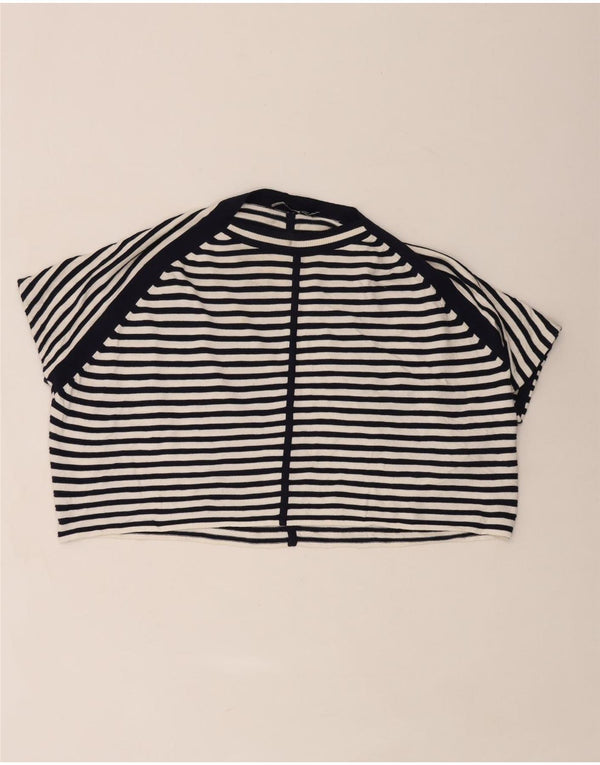 Karen Millen Womens Crop Poncho Jumper UK 10 Small Navy Blue Nautical