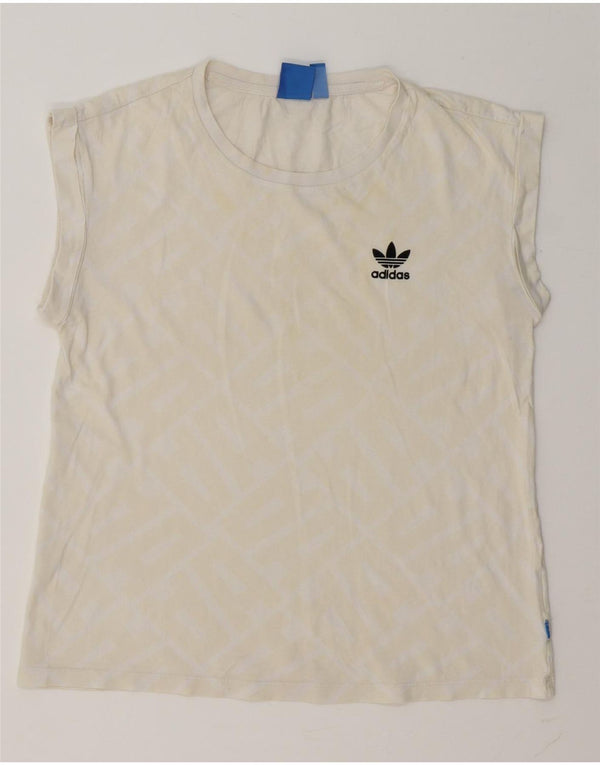 Adidas Womens Graphic T-Shirt Top UK 10 Small Off White