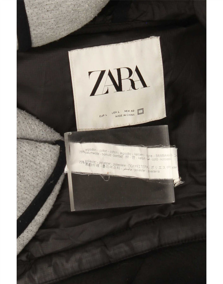 Zara Ανδρικό μπουφάν με κουκούλα UK 40 μεγάλο μαύρο βαμβακερό