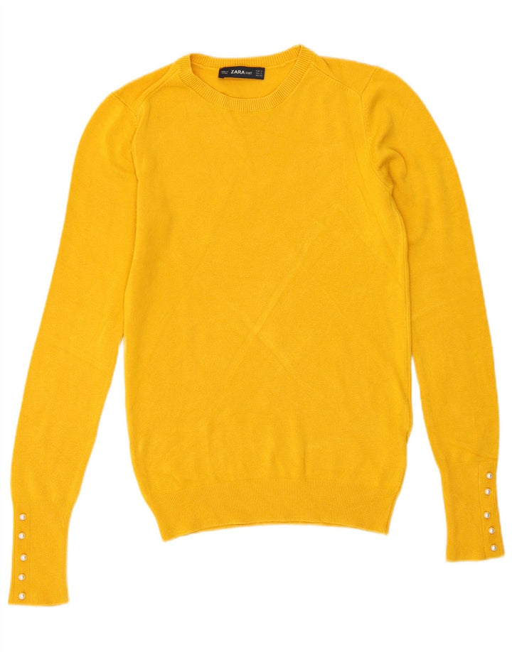 Zara Γυναικείο πουλόβερ με λαιμόκοψη UK 10 Small Yellow