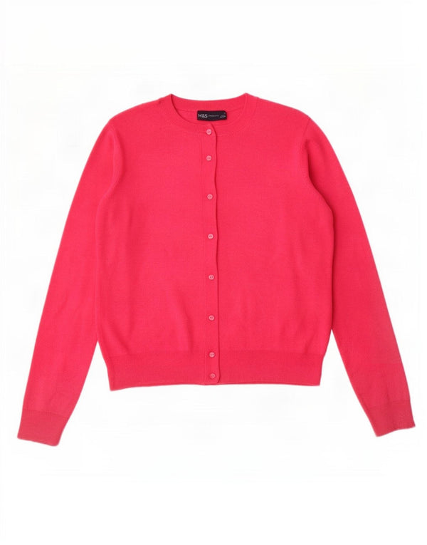 Marks & Spencer Γυναικείο πουλόβερ Crop Cardigan UK 12 Medium Pink Viscose