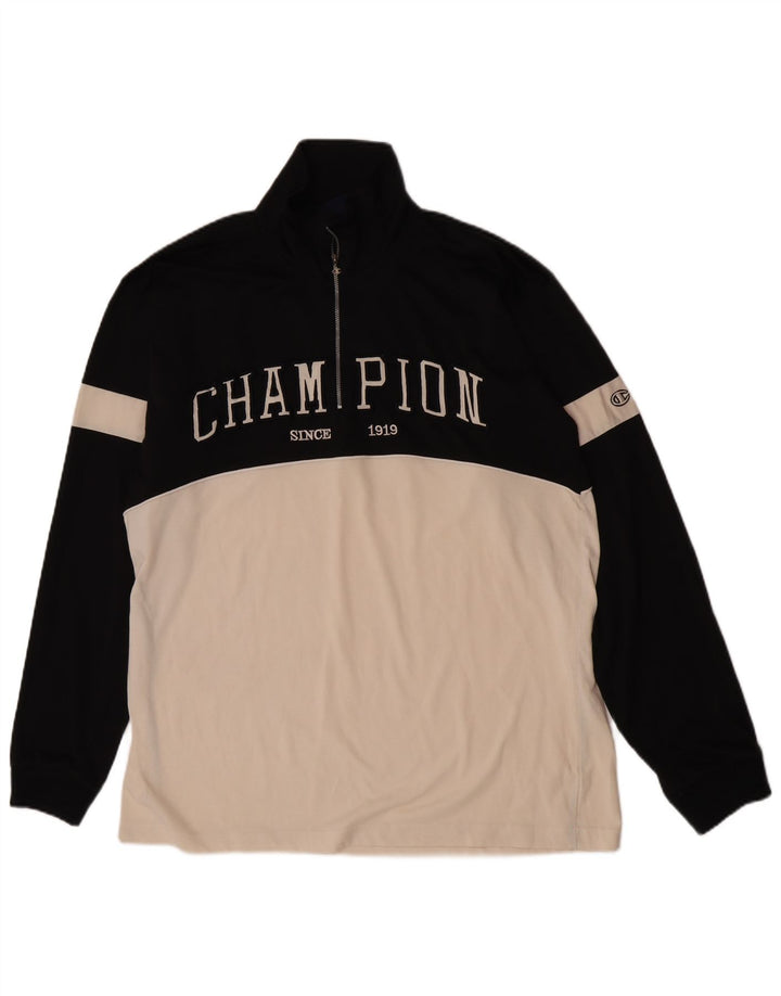 Champion Ανδρική φόρμα με γραφικό πουλόβερ με φερμουάρ Top XL Black Colourblock