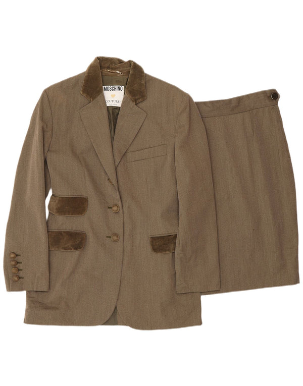 MOSCHINO Γυναικεία φούστα 2 τεμαχίων με 3 κουμπιά UK 12 μεσαία W28 καφέ Classic