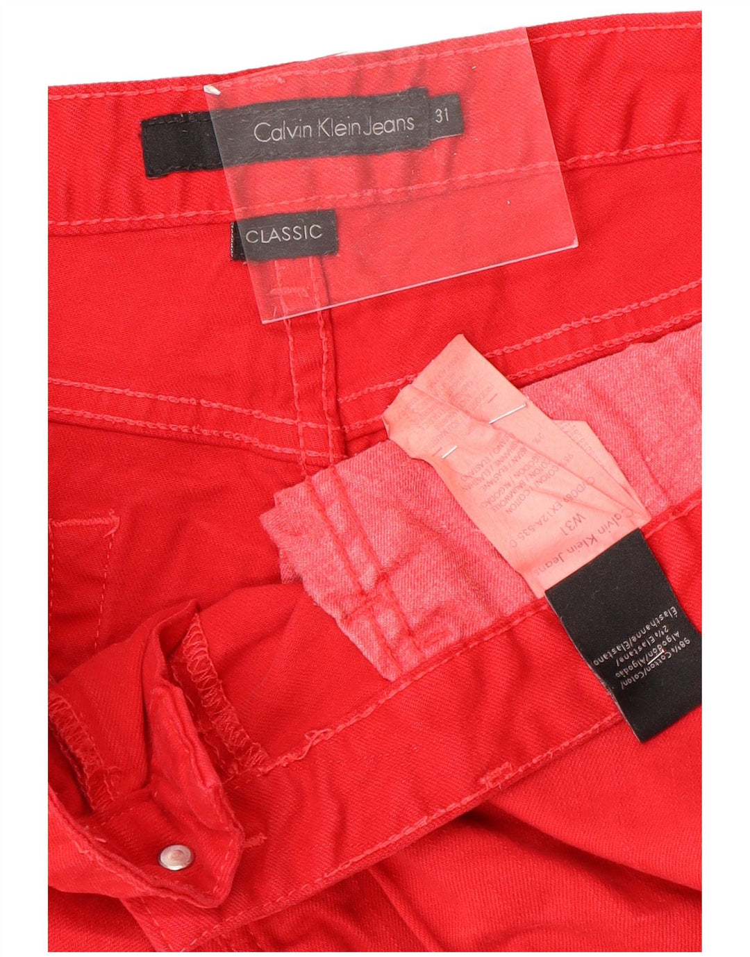 CALVIN KLEIN Γυναικείο Κλασικό Τζιν Σορτς W31 Μεσαίο κόκκινο βαμβακερό