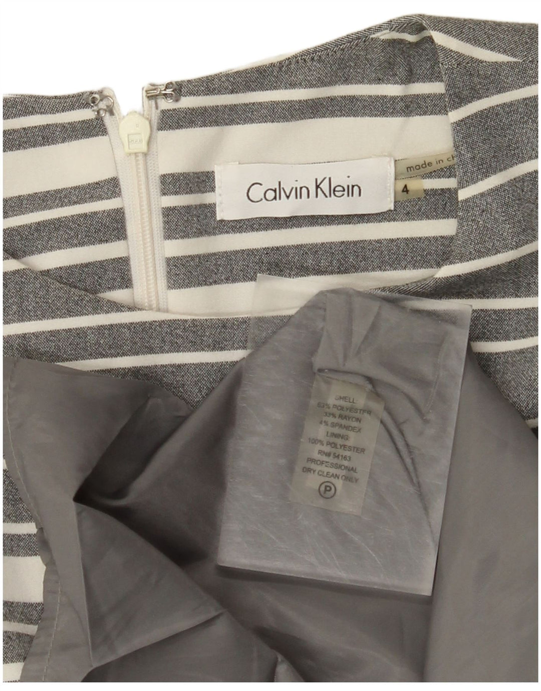 Γυναικείο αμάνικο φόρεμα CALVIN KLEIN US 4 Μικρό γκρι ριγέ